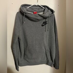 NIKE Classic Rally Funnel Neck Fleece Activewear Hoodie Grey Black Women's Sz XL